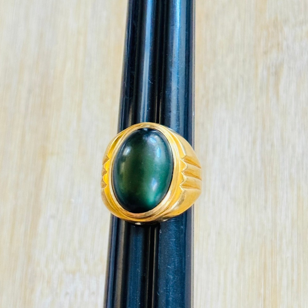 Park Lane Signet Retired Ring Statement Sz7.5 Satin Brushed 18k Gold plated VTG